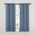 NICETOWN Kitchen Curtains with Grommet Top, Privacy & Room Darkening Thermal Insulated Draperies for Boys Bedroom, Nursery (Stone Blue, 34" Wide by 54" Long, Set of 2)