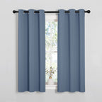 NICETOWN Kitchen Curtains with Grommet Top, Privacy & Room Darkening Thermal Insulated Draperies for Boys Bedroom, Nursery (Stone Blue, 34" Wide by 54" Long, Set of 2)