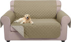 U-NICE HOME Loveseat Sofa Cover Reversible Couch Cover for Dogs with Elastic Straps Water Resistant Furniture Protector for Pets Couch Cover for 2 Cushion Couch (Loveseat, Light Camel/Beige)