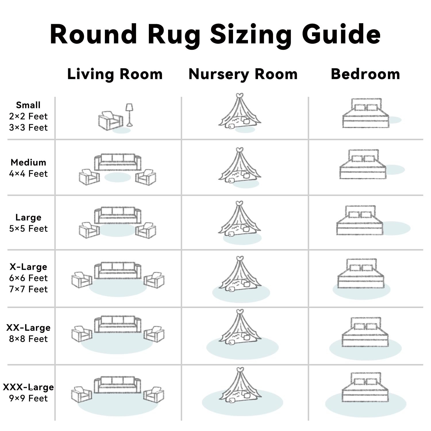 OLANLY White Round Rugs for Bedroom - Machine Washable, 8 ft Circle Area Rugs for Living Room, Soft and Fluffy Shaggy Carpet for Teen Girls and Boys, Nursery Rooms, Dorms, Home Decor Aesthetic