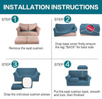 Turquoize 3 Piece Sofa Covers For 2 Cushion Couch Sofa Slipcover Soft Couch Cover For Dogs-Washable Sofa Furniture Covers With 2 Individual Cushion Covers, Thick Jacquard Fabric (Loveseat, Dusty Blue)