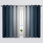 SimpleHome Ombre Room Darkening Curtains for Living Room, Light Blocking Gradient Navy Blue to Greyish White Thermal Insulated Grommet Window Curtains/Drapes for Bedroom, 2 Panels, 70x63 inches Length