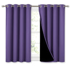 NICETOWN 100% Blackout Curtains with Black Liners, Thermal Insulated Full Blackout 2-Layer Lined Curtains, Energy Efficiency Window Draperies for Dining Room (Lilac Purple, 2 Panels, 52" W by 45" L)