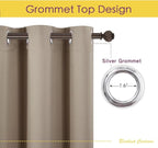 NICETOWN Kitchen Blackout Short Curtain Panels for Bedroom, Taupe, 2 Panels, W42 x L45 -Inch, Thermal Insulated Grommet Top Blackout Draperies and Drapes
