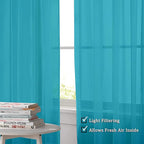 OWENIE Marine Sheer Curtains 96 Inch Length, Elegant Sheer Curtains for Bedroom, Window Voile Sheer Curtain Panels/Drapes/Treatment for Living Room, 2Pcs, Each 42" W x 96" L