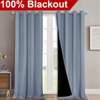 NICETOWN 100% Blackout Curtains for Windows, Pack of 2, Vintage Blue, 52" W x 120" L, Super Heavy-Duty Black Lined Total Darkness Drapes for Bedroom, Privacy Assured Window Treatment for Patio