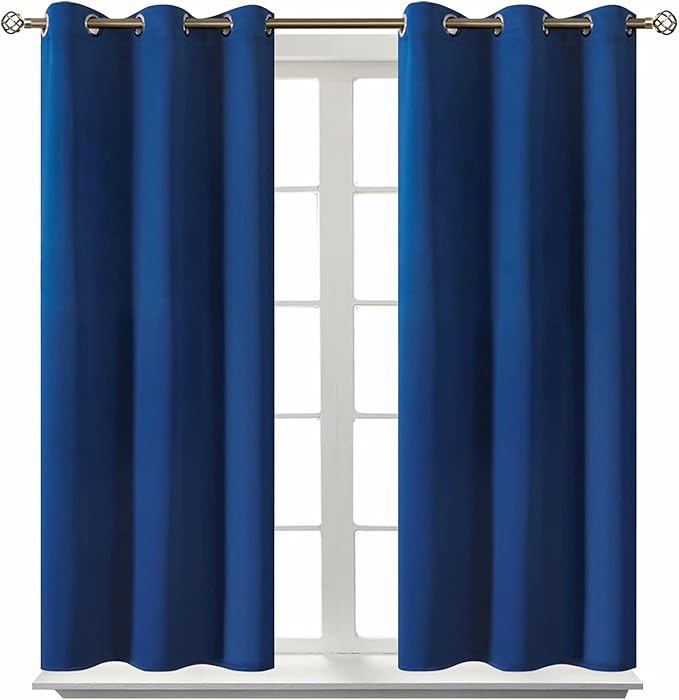 BGment Short Curtains for Small Window 54 Inch Long - Royal Blue 2 Panels