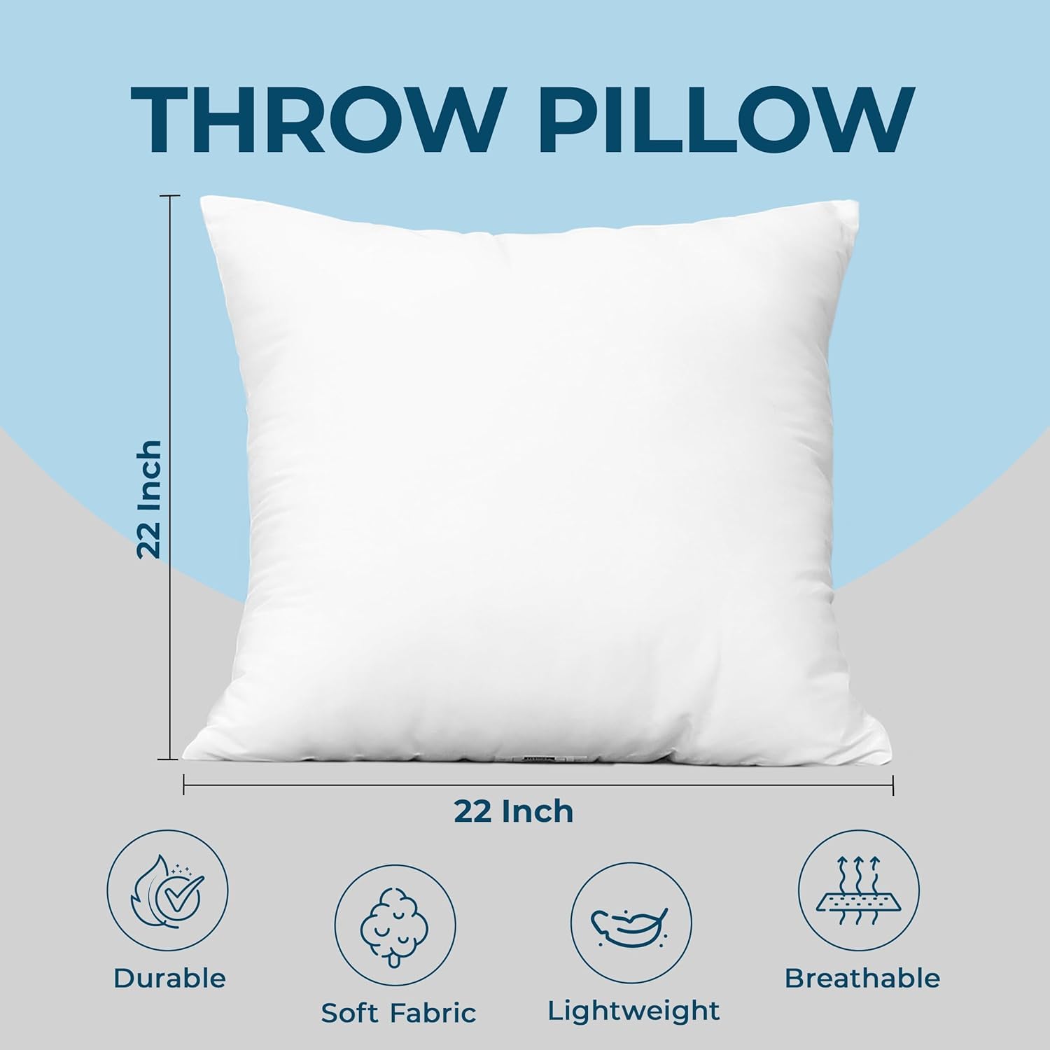 Utopia Bedding Throw Pillows, 22x22 Pillow Inserts, Pack of 1, White