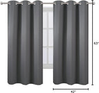 LEMOMO Grey Blackout Curtains 42 x 63 Inch Length/Set of 2 Curtain Panels/Thermal Insulated Room Darkening Blackout Curtains for Bedroom