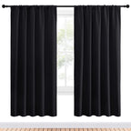 NICETOWN Black Blackout Curtain Blinds - Solid Thermal Insulated Window Treatment Blackout Drapes for Bedroom (2 Panels, 52 inches Wide by 72 inches Long)