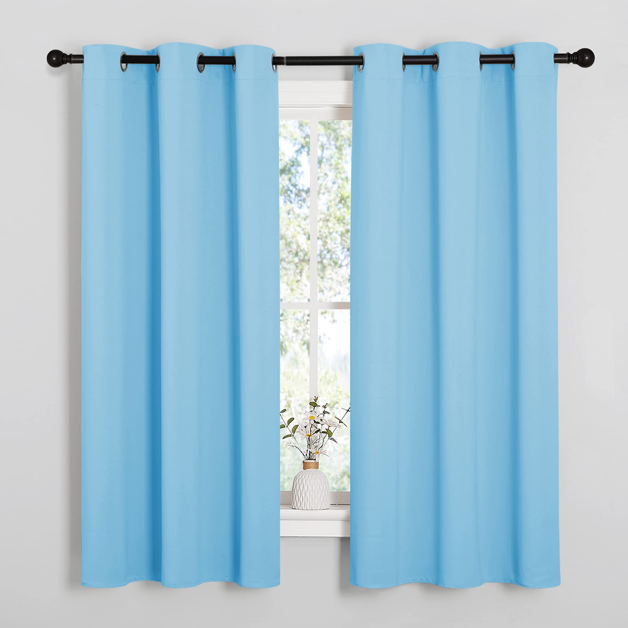 NICETOWN Grey Blackout Curtains for Bedroom 42" Wide x 63" Long 2 Panels