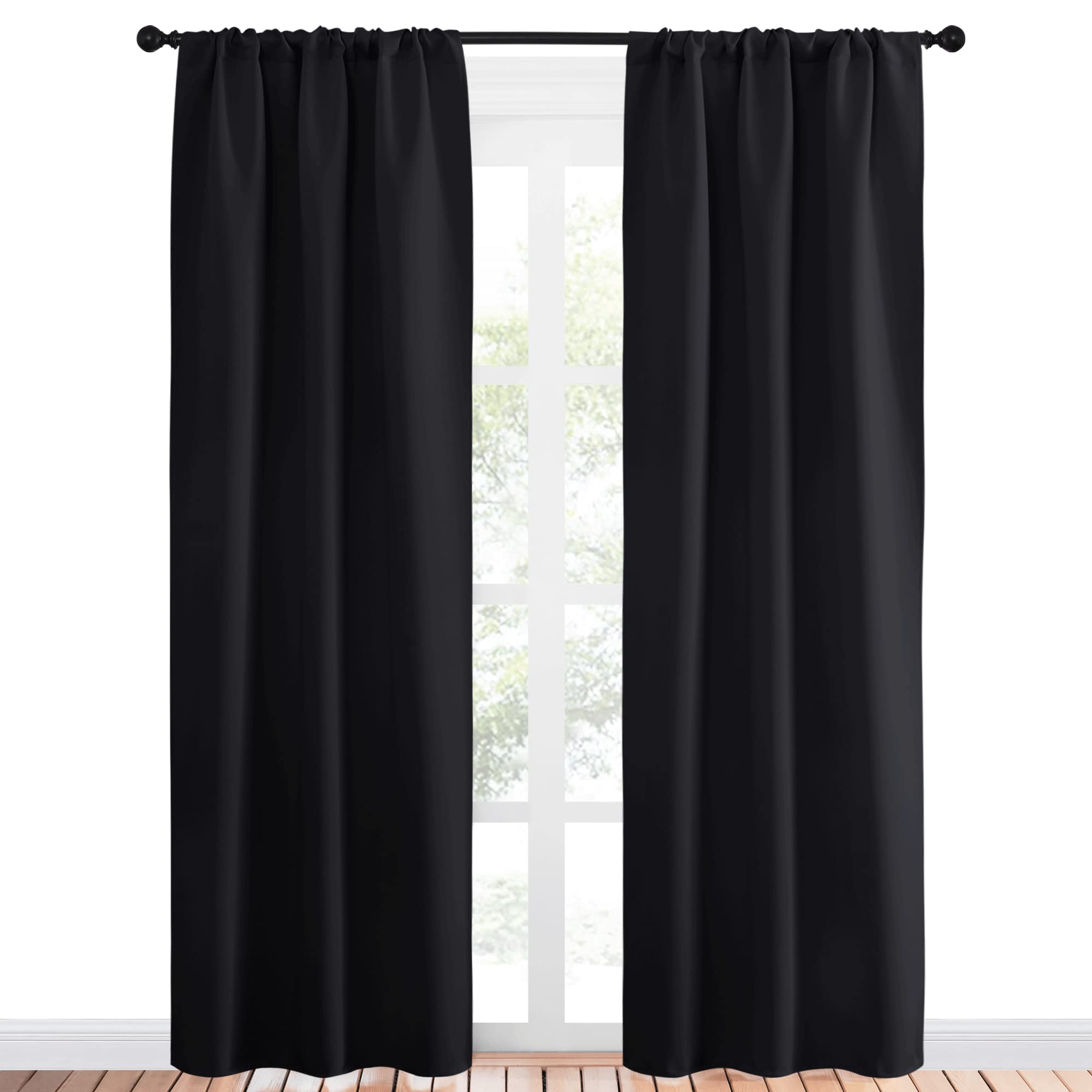 NICETOWN Black Out Curtain Panels for Kitchen - Energy Smart Decoration Thermal Insulating Blackout Drapes/Draperies for Small Window (2 Panels, 34 in x 84 in (W x L))