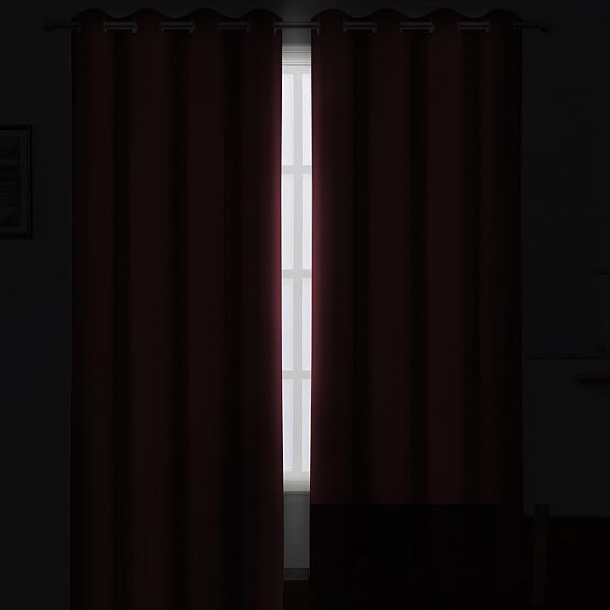 LEMOMO Burgundy Red Thermal Blackout Curtains/42 x 84 Inch/Set of 2 Panels Room Darkening Curtains for Bedroom