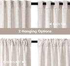 MIULEE Natural Linen White Kitchen Curtain 30 Inch Long 2 Panels Farmhouse