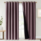 NICETOWN 100% Blackout Window Curtain Panels, Cold and Full Light Blocking Drapes with Black Liner for Nursery, 84 inches Drop Thermal Insulated Draperies (Dry Rose, 2 PCs, 70 inches Wide Each Panel)