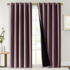 NICETOWN 100% Blackout Window Curtain Panels, Cold and Full Light Blocking Drapes with Black Liner for Nursery, 84 inches Drop Thermal Insulated Draperies (Dry Rose, 2 PCs, 70 inches Wide Each Panel)