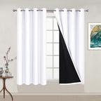 Yakamok Pure White 100% Blackout Curtains 54 Inches Long 52" Wide 2 Panel