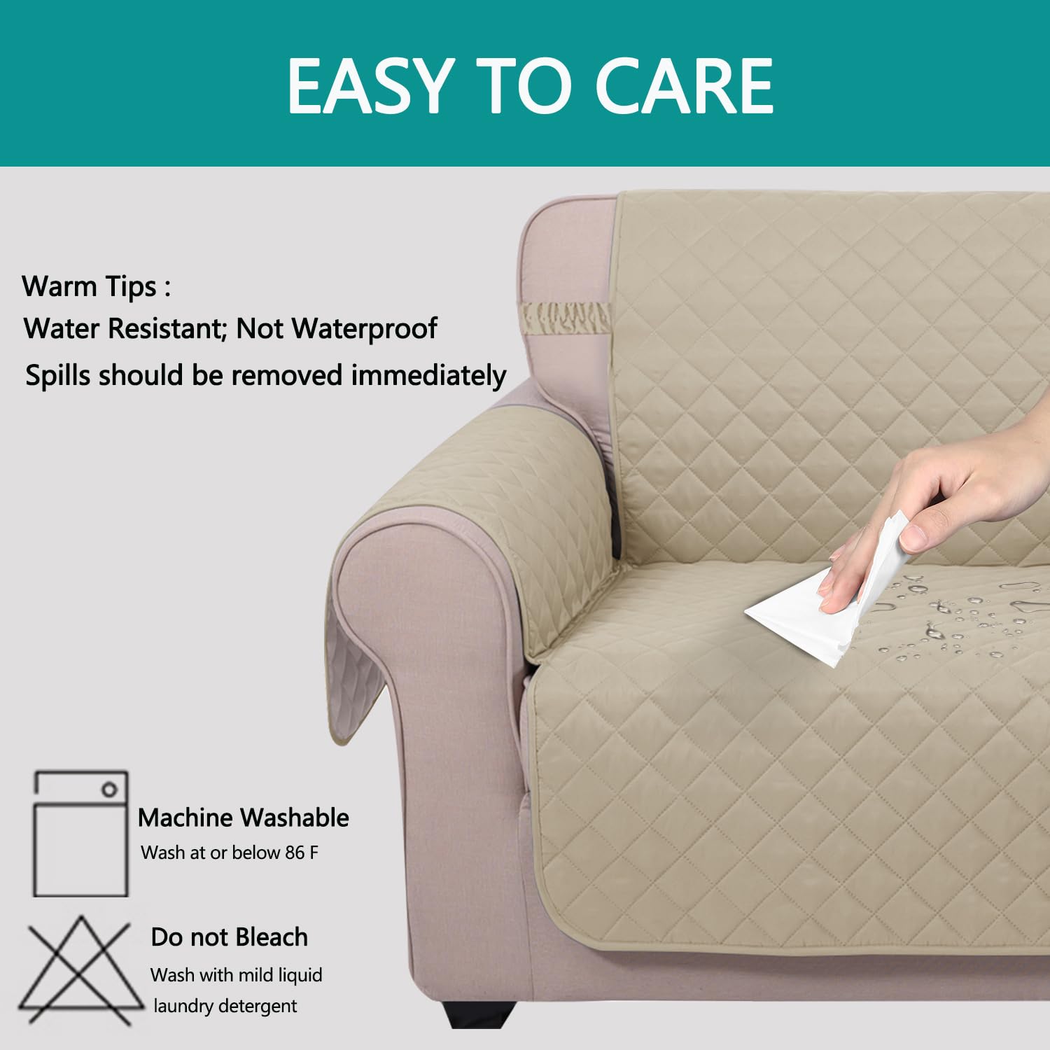 U-NICE HOME Large Sofa Cover Reversible Couch Cover for Dogs, Sand/Beige