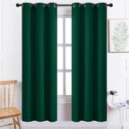 Yakamok Dark Green Blackout Curtains for Bedroom, Room Darkening Thermal Insulated Grommet Window Curtains, Light Blocking Blackout Drapes for Living Room, 38Wx72L inch,2 Panels