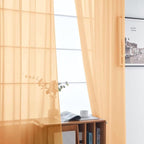 SpaceDresser Basic Rod Pocket Sheer Voile Window Curtain Panels Beige 1 Pair 2 Panels 52 Width 36 Inch Long for Kitchen Bedroom Children Living Room Yard（Beige, 52W x 36L）