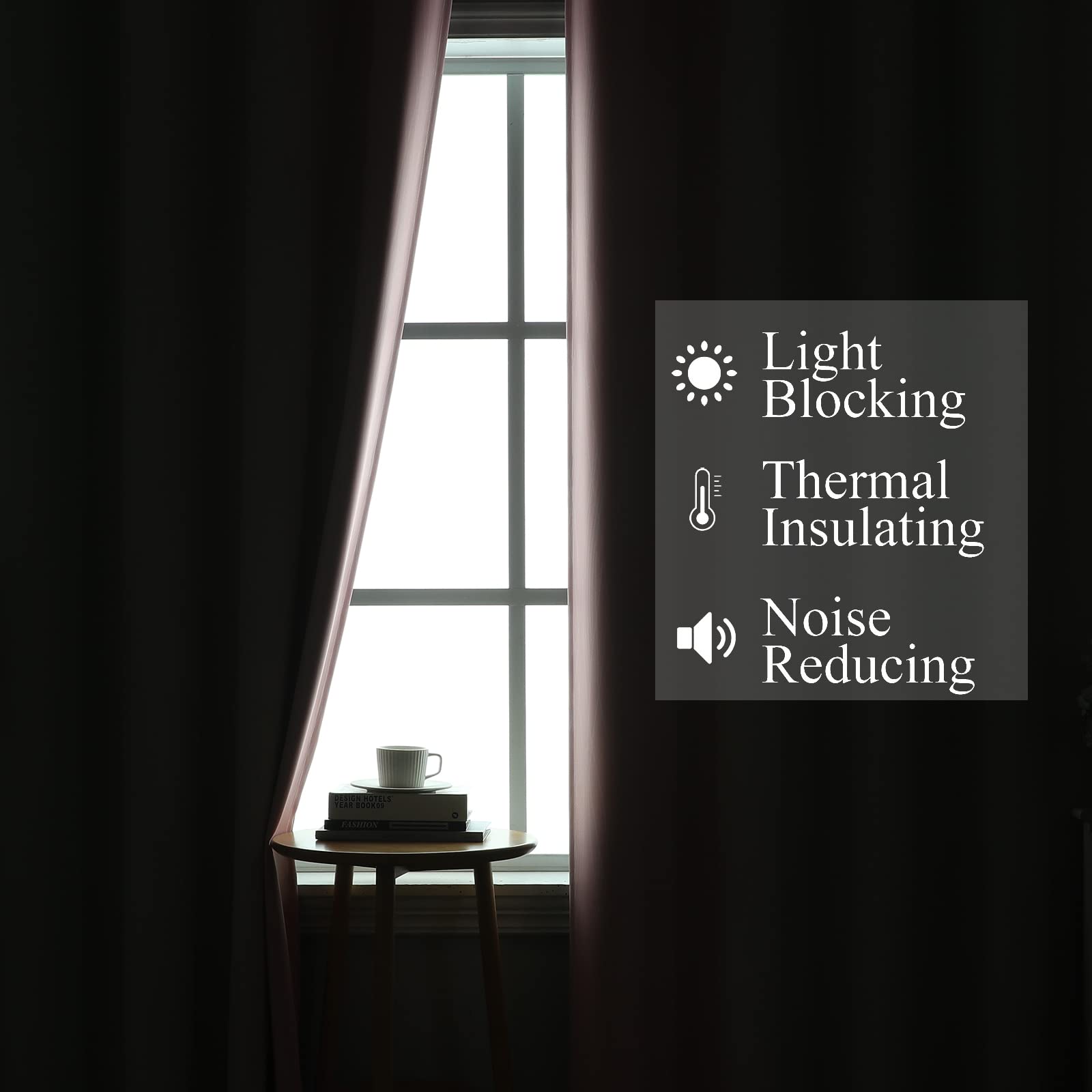 Estelar Textiler Sage Green and Pink Ombre Blackout Curtains for Bedroom
