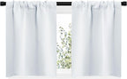 NICETOWN Greyish White Window Curtain Panels - Thermal Insulated Rod Pocket Room Darkening Curtain Sets for Bedroom (Platinum - Greyish White, 2 Panels, 29 by 20)