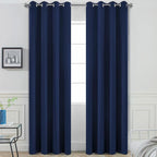 Yakamok Blackout Curtains Room Darkening Thermal Insulated Window Panels,Solid Grommet Top Drapes for Bedroom/Living Room(52Wx90L, Navy Blue, 2 Panels)