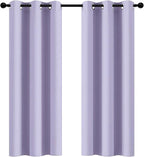 Yakamok Blackout Curtains Room Darkening Thermal Insulated Window Panels,Solid Grommet Top Drapes for Bedroom/Living Room(42Wx72L, Lilac, 2 Panels)