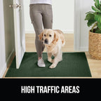 GORILLA GRIP® Ultra Absorbent Front Door Mat Outside Entrance, Traps Dirt and Moisture, HydroABSORB Indoor Outdoor Doormat Holds Up to 1.7 Cups Water, Stain and Fade Resistant Welcome Mat, 29x17 Green