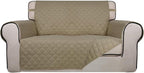 PureFit Reversible Quilted Sofa Cover, Water Resistant Medium Slipcover Furniture Protector, Washable Couch Cover with Non Slip Foam and Elastic Straps for Kids, Dogs, Pets (Loveseat, Beige/Beige)
