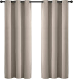 Yakamok Blackout Curtains Room Darkening Thermal Insulated Window Panels,Solid Grommet Top Drapes for Bedroom/Living Room(42Wx72L, Natural, 2 Panels)