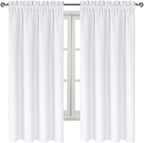 DWCN White Curtains for Living Room Thermal Insulated, 50% Light Blocking Curtains for Bedroom, Dining Room Window, W 52x L 63 Inch, Set of 2 Rod Pocket Curtain Panels