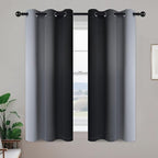 Yakamok Room Darkening Ombre Curtains 54 Inch Length, Black and Greyish White Thermal Insulated Gradient Color Curtains,Light Blocking Grommet Window Drapes for Bedroom,42 Inch Width,2 Panels