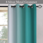 SimpleHome Ombre Room Darkening Curtains 54 inches Length for Bedroom,Grommet Gradient Light Blocking Teal Gradient Window Curtains for Living Room,2 Panels, 52x54 inches