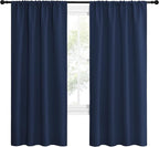 NICETOWN Navy Blue Blackout Curtains for Living Room - Triple Weave Home Decoration Thermal Insulated Solid Rod Pocket Blackout Drapes for Bedroom(Set of 2, 42 x 72 Inch)