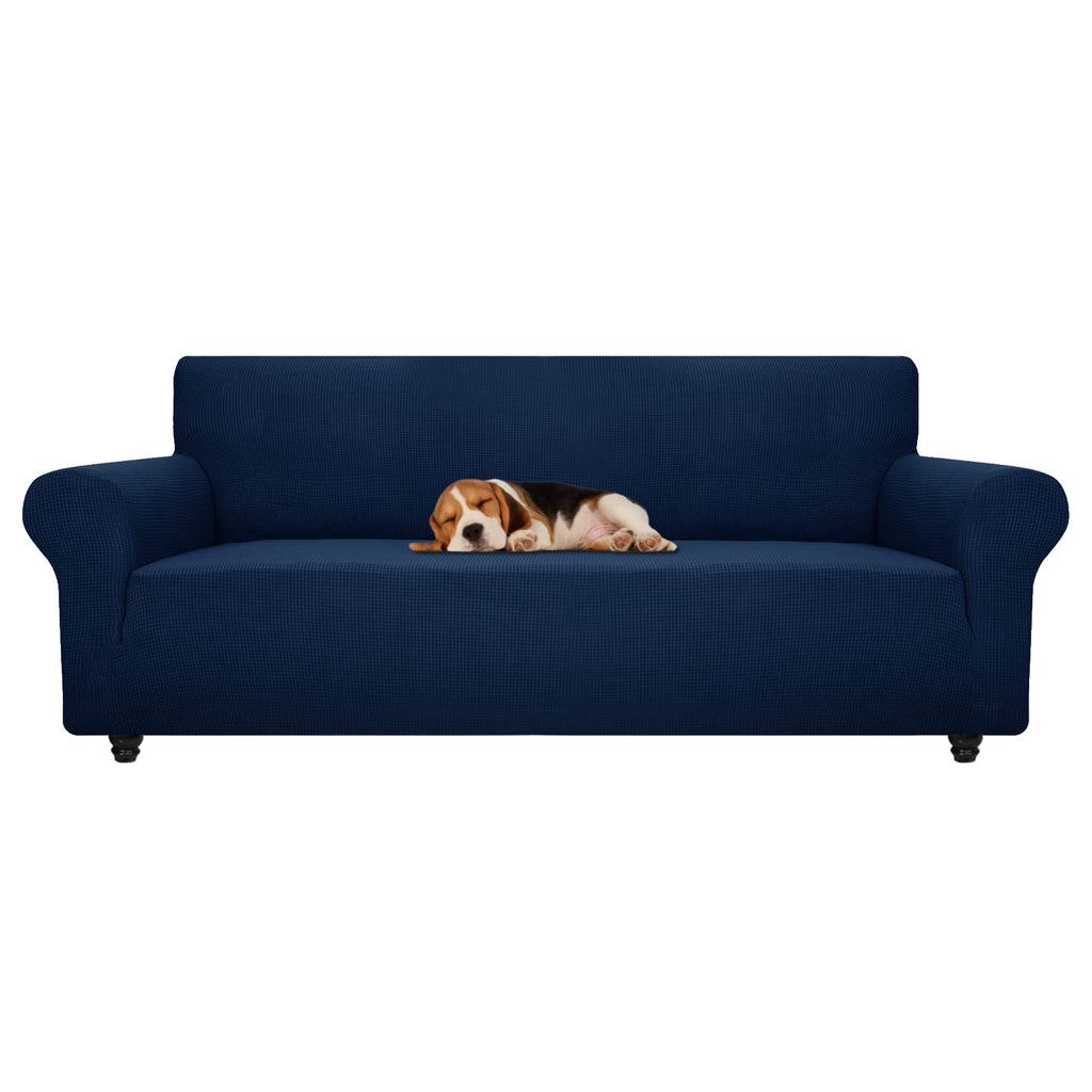 ZNSAYOTX Stretch Oversized Couch Cover Universal Sofa Covers for Living Room Dogs Pet Furniture Protector Spandex Extra Large Sofa Slipcovers with Anti Slip Foam Sticks (Navy Blue, XL Sofa)