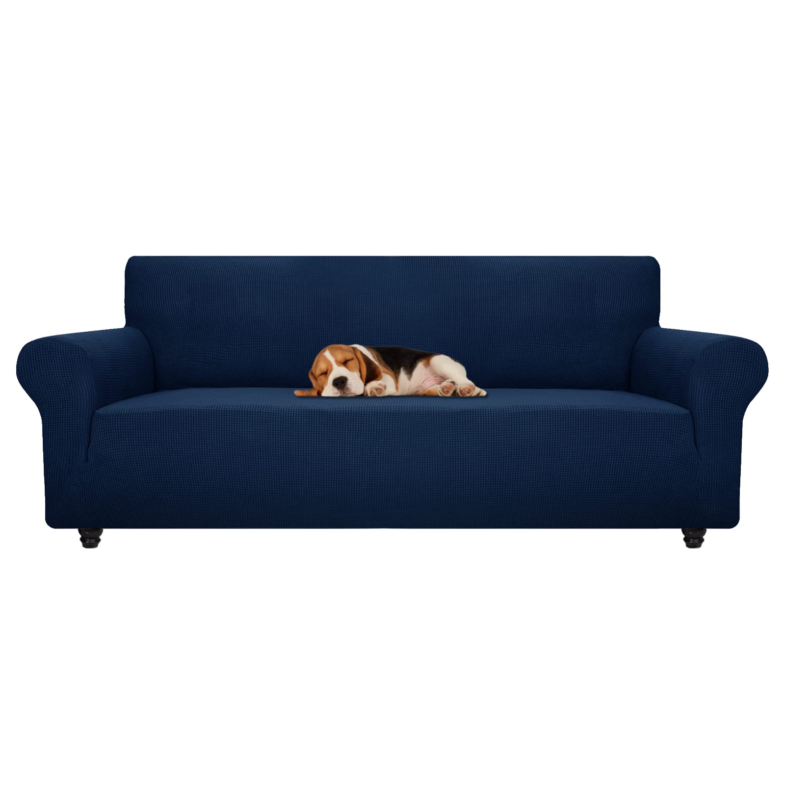 ZNSAYOTX Stretch Oversized Couch Cover Universal Sofa Covers for Living Room Dogs Pet Furniture Protector Spandex Extra Large Sofa Slipcovers with Anti Slip Foam Sticks (Navy Blue, XL Sofa)