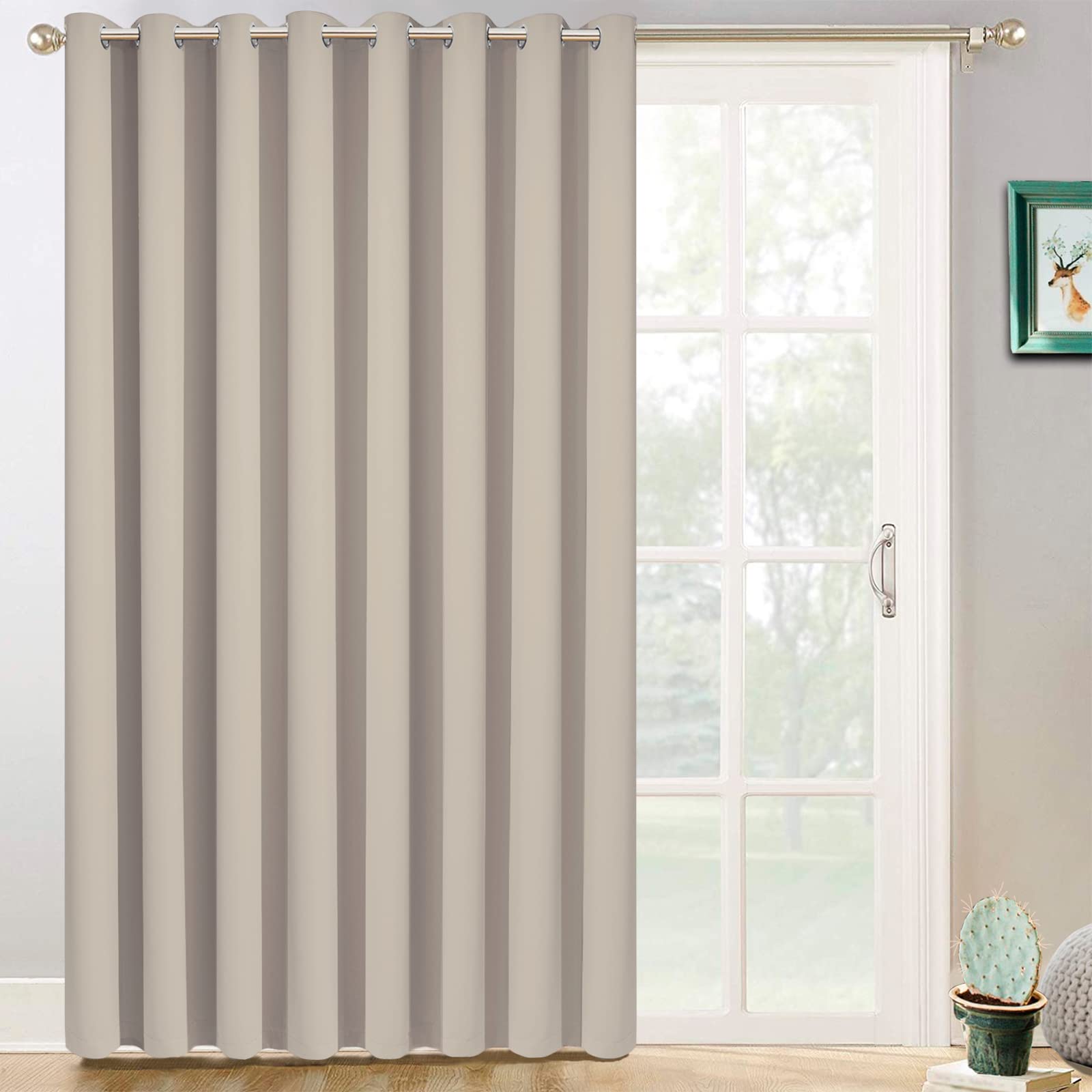 Yakamok Natural Room Darkening Curtains 84 inch Sliding Door Drapes