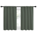 NICETOWN Bedroom Curtains Blackout Draperies - All Season Thermal Insulated Solid Rod Pocket Top Blackout Curtains/Drapes for Kid's Room (Dark Mallard, 1 Pair, 34 x 36 Inch)