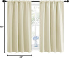 NICETOWN Blackout Curtains for Bedroom, Home Decorations Thermal Insulated Solid Rod Pocket Blackout Drapes for Cafe (Beige, One Pair, 42 x 48-inch)