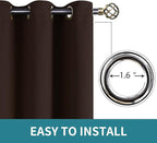 BGment Blackout Curtains - Grommet Thermal Insulated Room Darkening Bedroom and Living Room Curtains, Set of 2 Panels (52 x 108 Inch, Brown)