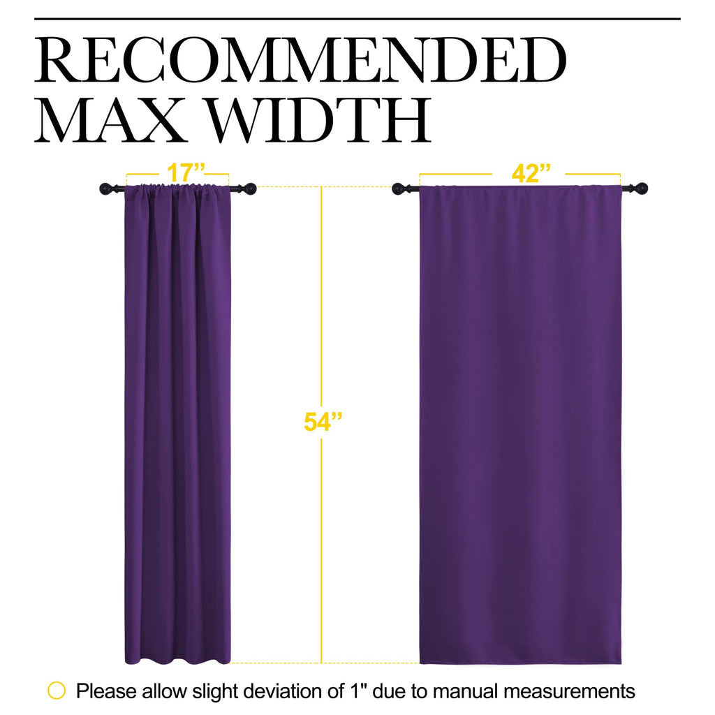 NICETOWN Kitchen Curtains, Short Blackout Curtains & Drapes, Home Decoration Window Treatment Cafe Curtain Panels with Rod Pocket (Royal Purple, 42-inch Wide x 54-inch Long, 2 Panels)