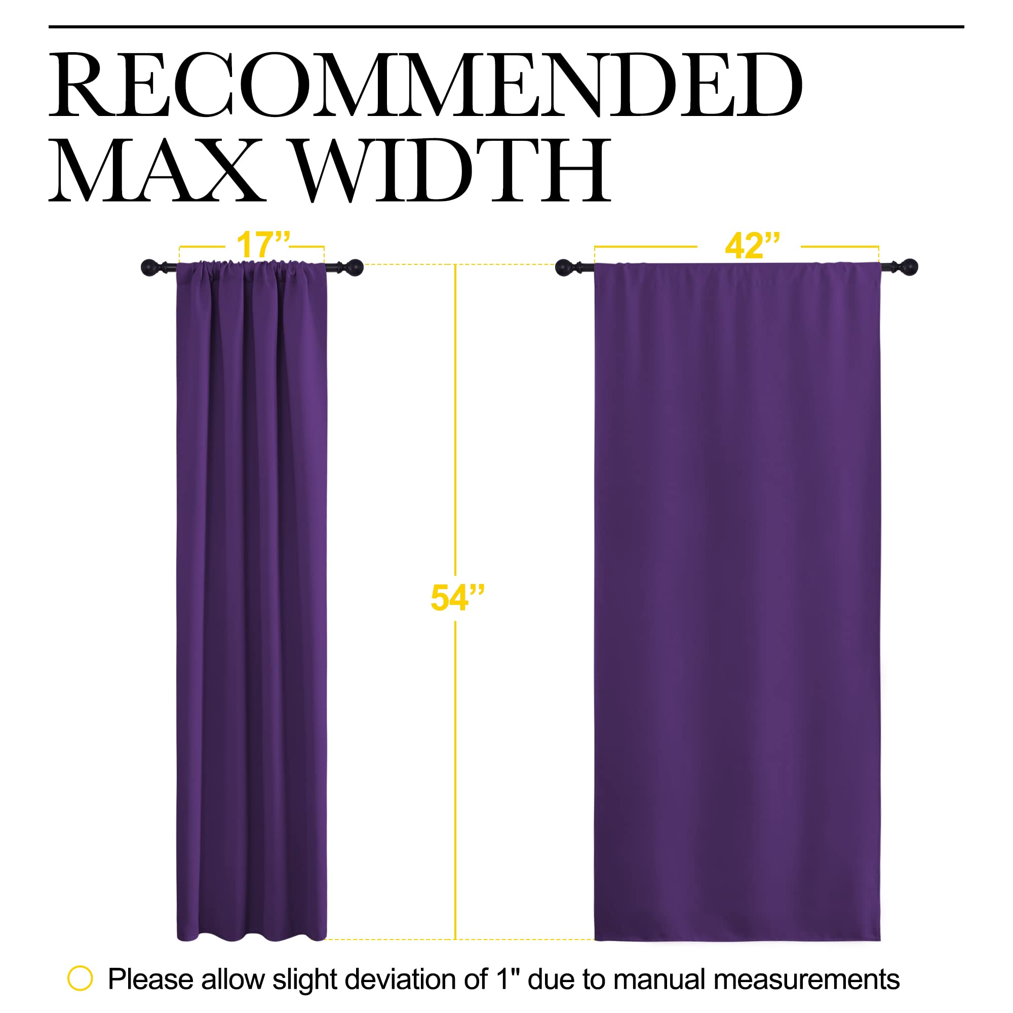 NICETOWN Kitchen Curtains, Short Blackout Curtains & Drapes, Home Decoration Window Treatment Cafe Curtain Panels with Rod Pocket (Royal Purple, 42-inch Wide x 54-inch Long, 2 Panels)