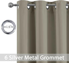 Yakamok Premium Room Darkening Thermal Insulated Curtains for Bedroom/Living Room - Classic Grommet Top (2 Panels, Taupe, 42 Inch by 63 Inch)
