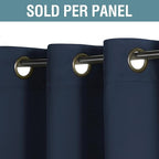 H.VERSAILTEX Blackout Curtain for Living Room Thermal Insulated Window Treatment Curtain Extra Long 108 inch Length Energy Saving Solid Grommet Top Blackout Drape, One Panel, Navy Blue，52" W x 108" L