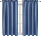DWCN Blackout Curtains – Thermal Insulated, Energy Saving & Noise Reducing Bedroom and Living Room Curtains, Dusty Blue, W 52x L 45 Inch, Set of 2 Rod Pocket Curtain Panels