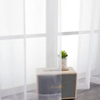 OWENIE Sheer Curtains, White Sheer Curtains 50 Inch Length 2 Panels Set, Rod Pocket Voile Fimly Sheer Drapes for Living Room Bedroom, 2pcs, White, Each 42" W x 50" L