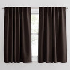 PONY DANCE Blackout Curtains Draperies - Window Treatments Thermal Insulated Back Tab/Rod Pocket Drapes for Small Window, W 52 by L 45 inch Per Panel, Brown, Set of 2 Pieces