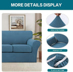 Turquoize 4 Piece Sofa Covers for 3 Cushion Couch Sofa Slipcover Soft Couch Cover for Dogs Washable Furniture Cover with 3 Individual Large Cushion Covers Feature Fabric (Large Sofa, Dusty Blue)