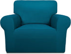 PureFit Super Stretch Chair Sofa Slipcover – Spandex Non Slip Soft Couch Sofa Cover, Washable Furniture Protector with Non Skid Foam and Elastic Bottom for Kids, Pets （Chair, Peacock Blue）